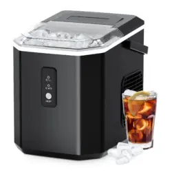Ice Maker Countertop , 26.5 lbs/24H, 9 Cubes in 6 Mins,Self-Cleaning, Portable Ice Maker with Handle for Home, Black
