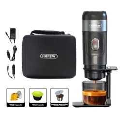HiBREW Portable Coffee Machine for Car & Home,DC12V Expresso Coffee Maker Fit Nexpresso Dolce Pod Capsule Coffee Powder H4A