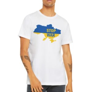 Stop War in Ukraine Premium Unisex Crewneck T-shirt White - Image 3