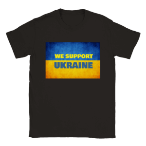 We Support Ukraine Classic Unisex Crewneck T-shirt Black - Image 2